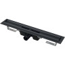 Водоотводящий желоб ALCAPLAST APZ1BLACK-650 с порогами для перфорированной решетки, черный матовый, горизонтальный сток
